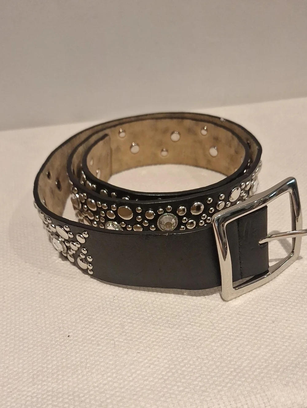 Black Studded Leather Lined Women’s Belt